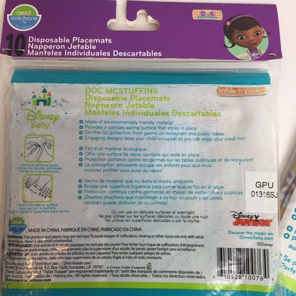 Disney Doc McStuffins Disposable Placemats Table Topper BPA Free Neat Lot Of 2 - Picture 4 of 12
